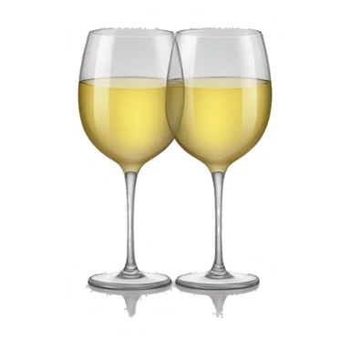 Two thin stem wine glasses with white wine sticker