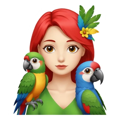 Girl with a parrot on her shoulder sticker