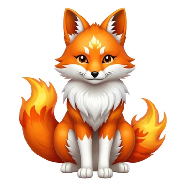 Japanese kitsune with orange flames  sticker