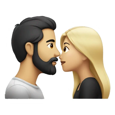 guy with beard kissing girl with black hair sticker