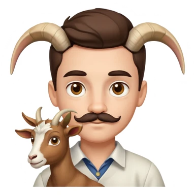 Boy with goa t and mustache with brown eyes sticker