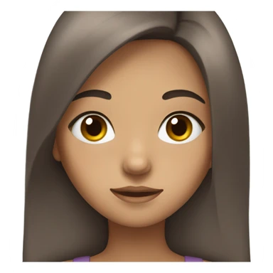 A girl with long brown hair, black eyes and long eyelashes, dark brown eyes sticker
