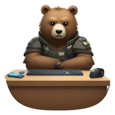 Bear playing valorant at its gaming pc sticker