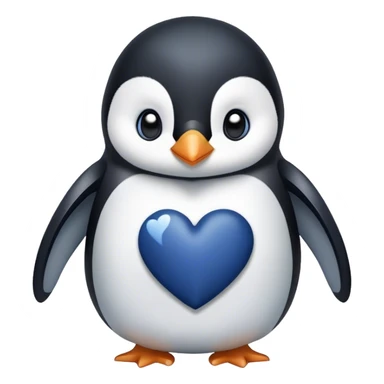Baby penguin holding a navy blue heart  sticker