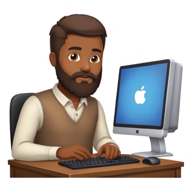 Poliziotto con la barba seduto al pc sticker