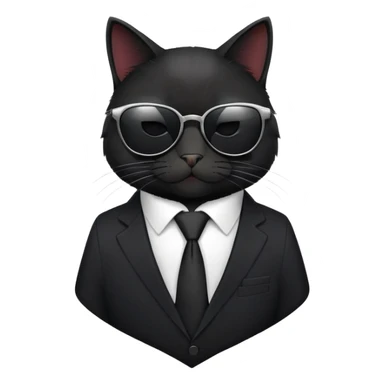 Black cat in a business black suit with sunglasses sticker