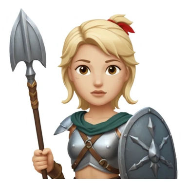 white woman spartan warrior holding spear and shield sticker