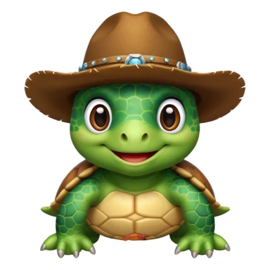 cute turtle wearing a cowboy hat sticker