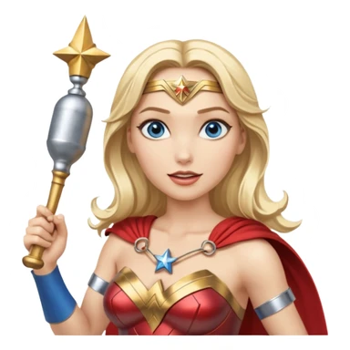 Blonde blue eyes Wonder Woman holding bell and baton sticker