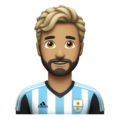 Una persona con camiseta  de argentina  con barba y una corona futbolista pelo negro sticker