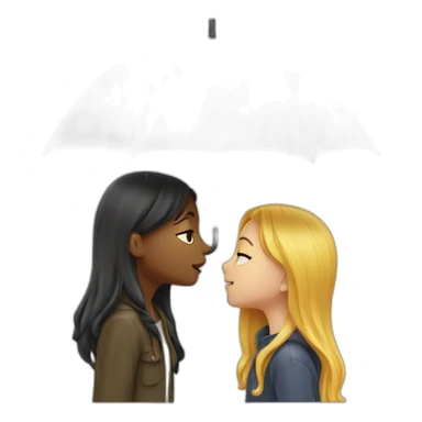 two girls kissing in the rain sticker