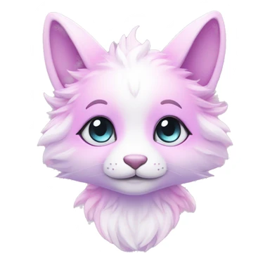 Kawaii colorful bright light pastel lilac-pink-white-gradient fantasy ethereal anthro fursona animal creature sticker