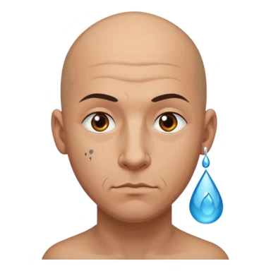 Bald man with drop tattoo under eye sticker