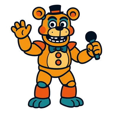 vibrant toon style animatronic bear inspired by Five Nights at Freddy's sticker