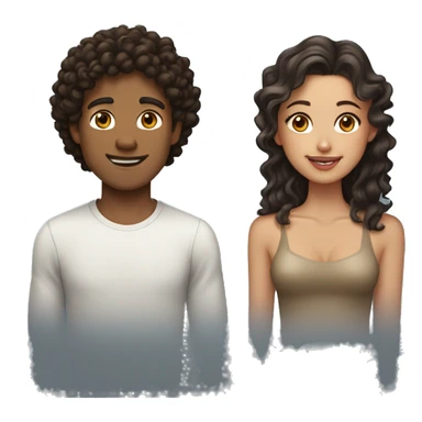 guy with dark curly hair and tan skin loves a girl with light skin and wavy brown hair  sticker