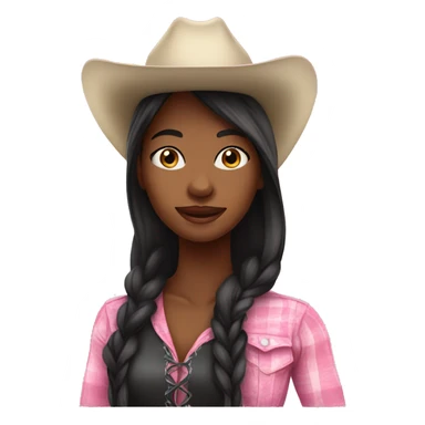 Pretty black cowgirl woman long hair pink hat sticker