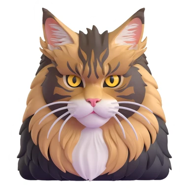 adorable yet majestic maine coon cat with fierce eyes and fluffy mane sticker