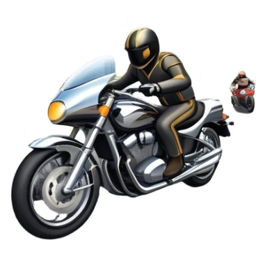 An icon showing a motorcycle and car speeding through a cityscape, with roads and curves ahead. The vehicles leave dynamic trails of speed, representing the thrill of racing and adventure. The background is transparent, focusing on the power and freedom of both cars and motorcycles. sticker