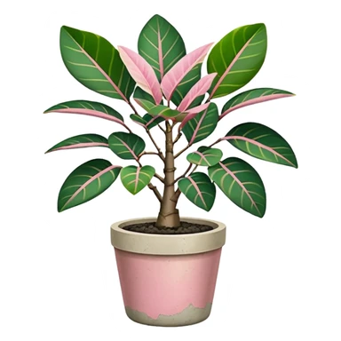 ficus elastica tineke rubber plant in cement pot sticker