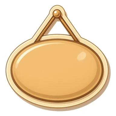 door sign, oval shape, beige color, with shadows and highlights, retro sticker style, hanging on a hinge, transparent background sticker