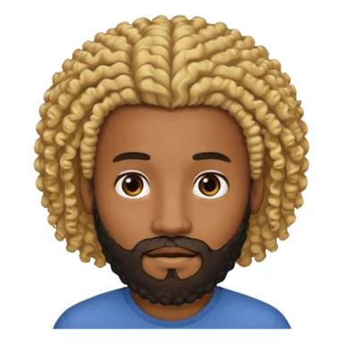 Black man with curly blonde hair and a black beard sticker