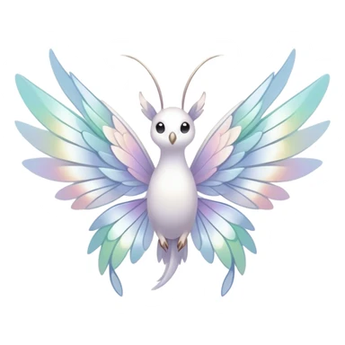  Iridescent white pale wings-ears, fairy-like-fakemon-creature  sticker