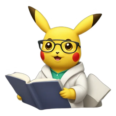 pikachu as a therapist holding a book wearing glasses sticker