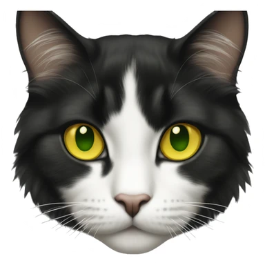 long hair tuxedo cat with yellow/green eyes  sticker