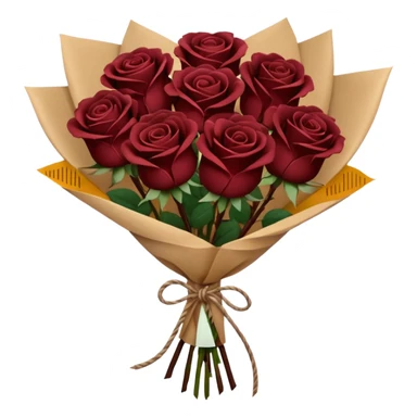 Bouquet of the darkest  brown roses in a paper package sticker