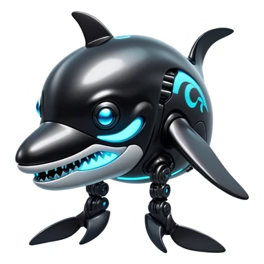 tubby black cyberpunk orca robot sticker