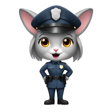 grey girl rabbit police sergeant sticker