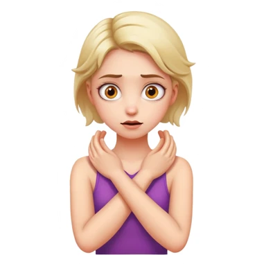 girl arms crossed holding neck crazy eyes sticker