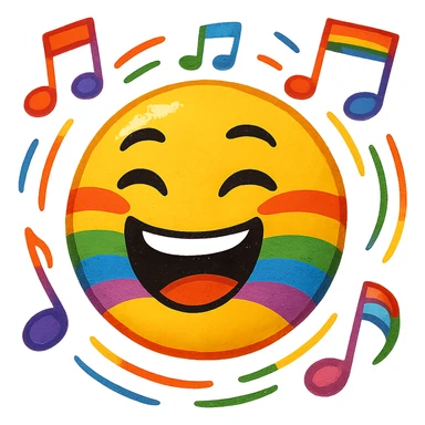 gay pride emoji, rainbow musical note, lively and bright sticker