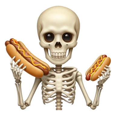 skeleton holding hot dog sticker