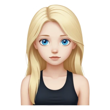 Long blonde hair, blue eyed girl with pale skin and black tank top sticker