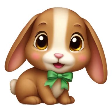 cute brown bunny with bow  sticker