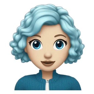 Taylor Swift wearing cardigan with blue hearts and with ocean blue hair sticker