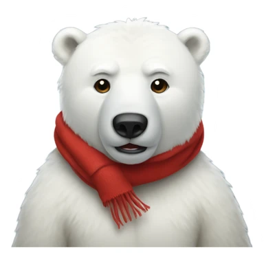 Polar bear with red scarf around its neck  sticker