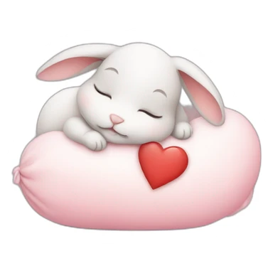 baby rabbit sleeping with heart sticker