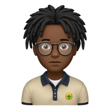Man, black skin, Dreads blakc hair, polo shirt and glasses sticker