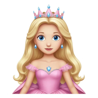 Glinda the Good Witch from the Wizard of Oz with light skin, blue eyes, blonde long hair, pink outfit sticker