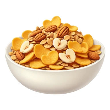bowl of Cornflakes with almonds and granola sticker