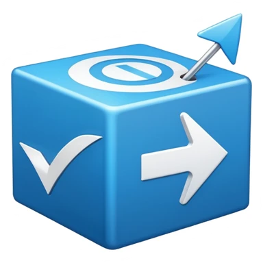 create an emoji with a tilted blue box with a white arrow in it make sure its kinda small sticker