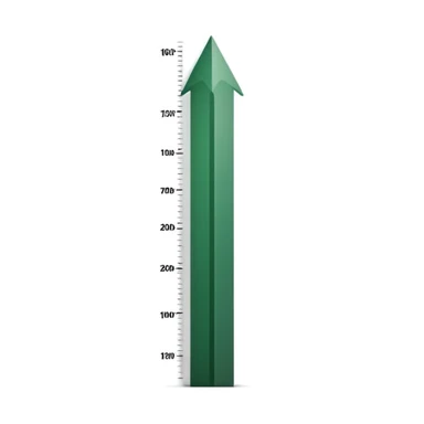 growth chart with white bars with dark green shadows and details, dark green arrow, minimalism, iOS emoji style, no smileys or faces, white background sticker