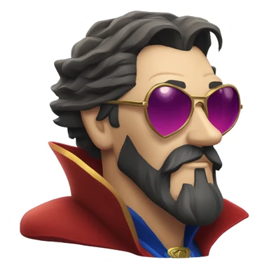 doctor strange having long beard and heart shaped sunglasses sticker
