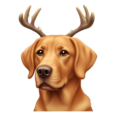 Red Labrador retriever with antler headband sticker