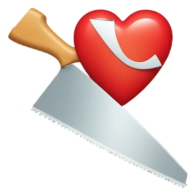 hand saw and red heart sticker