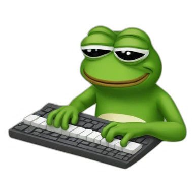pepe-the-frog-typing-on-a-keyboard sticker