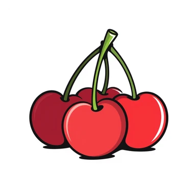 Hand-drawn cluster of red cherries with stems sticker