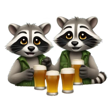 two raccoons drinking beer sticker